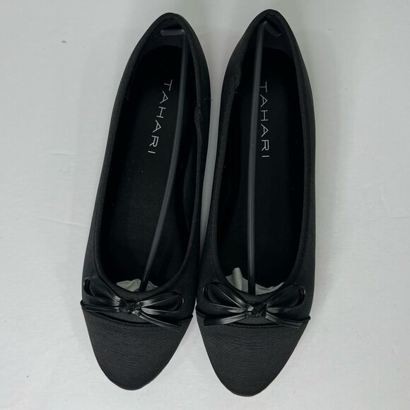 New! Tahari Geneva Black Vegan Textile Slip On Ballet Women Flats Various Size - Picture 8 of 10